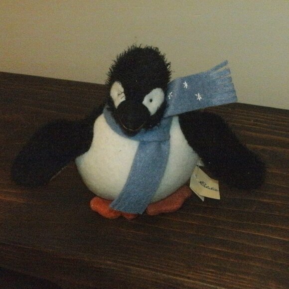 Collectible Eddie Bauer Plush 6" Mini Penguin Wearing Blue Star Scarf with TAG - Picture 1 of 2